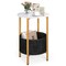 2 Tier Side Table with Fabric Basket and Metal Frame for Bedroom